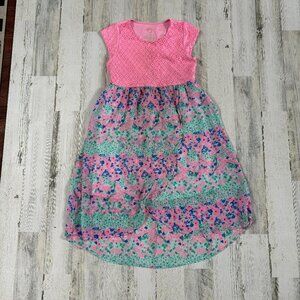 wonder nation Big Girls Size XL 14/16 High/Low Summer Dress Pink/Floral